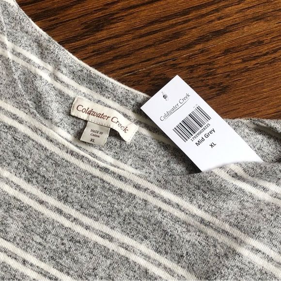 COLDWATER CREEK Women’s Soft Grey Stripe Long Sleeve Dress With Pockets Size XL - Picture 3 of 12